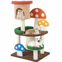 Tangkula 40.5 Inch Mushroom Cat Tree, Cute Cat Tower