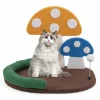 Tangkula 17 Inch Mushroom Cat Bed, Cat Claw Scratcher with Wide Large Platform, Sisal Scratching Panel