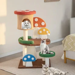 Tangkula 40.5 Inch Mushroom Cat Tree, Cute Cat Tower