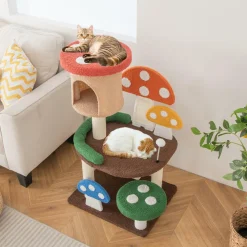 Tangkula 40.5 Inch Mushroom Cat Tree, Cute Cat Tower