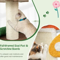 Tangkula 40.5 Inch Mushroom Cat Tree, Cute Cat Tower