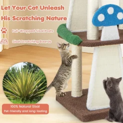 Tangkula 57.5 Inch Mushroom Cat Tree, Multi-Level Cute Cat Tower, Flower Cat Tree Tower for Indoor Cats Large