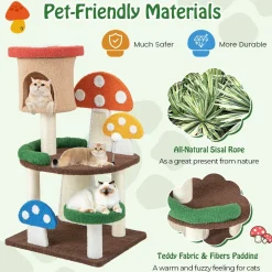 Tangkula 40.5 Inch Mushroom Cat Tree, Cute Cat Tower