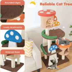 Tangkula 57.5 Inch Mushroom Cat Tree, Multi-Level Cute Cat Tower, Flower Cat Tree Tower for Indoor Cats Large