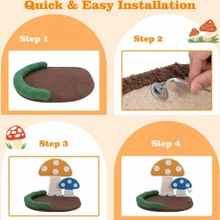 Tangkula 17 Inch Mushroom Cat Bed, Cat Claw Scratcher with Wide Large Platform, Sisal Scratching Panel