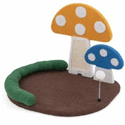 Tangkula 17 Inch Mushroom Cat Bed, Cat Claw Scratcher with Wide Large Platform, Sisal Scratching Panel