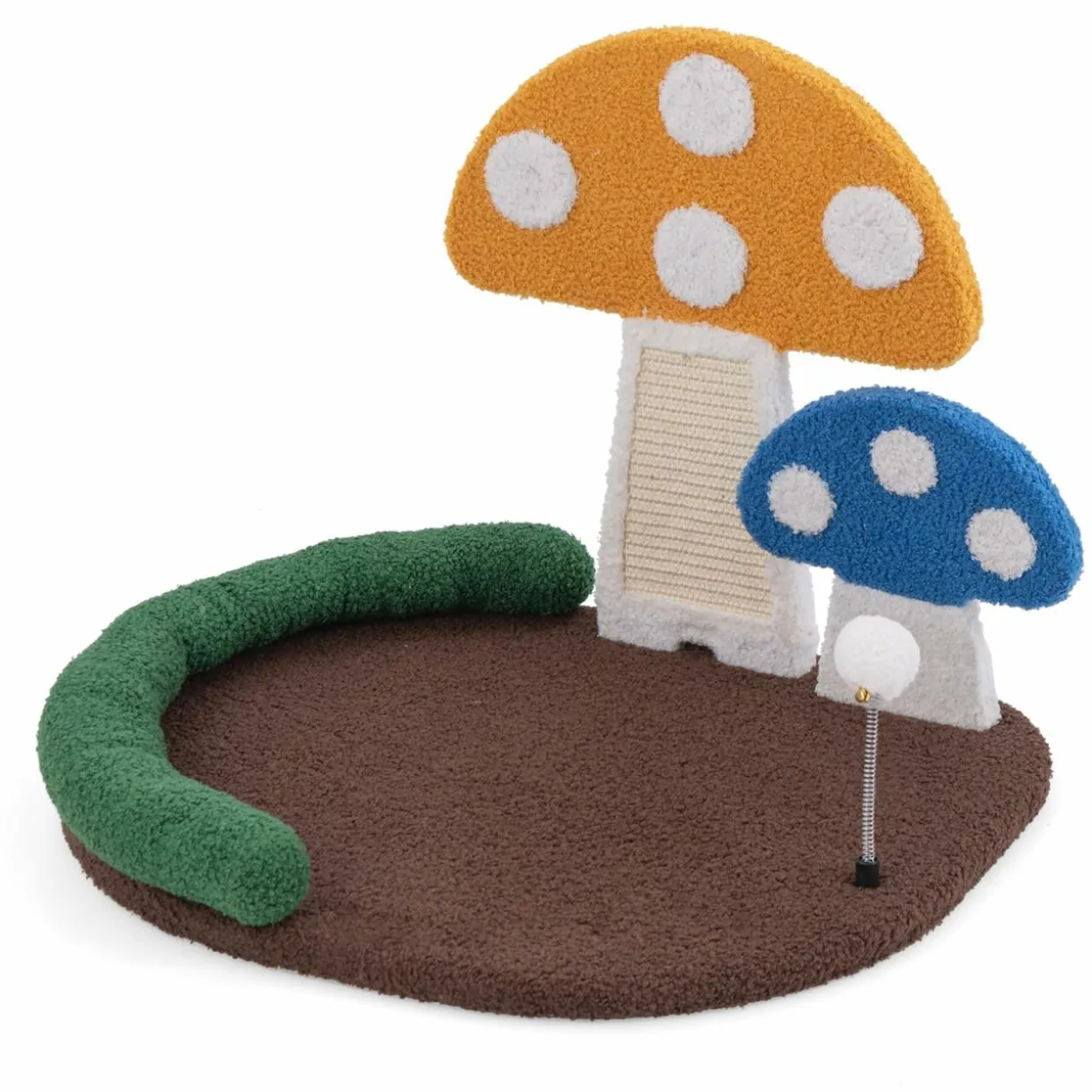 Tangkula 17 Inch Mushroom Cat Bed, Cat Claw Scratcher with Wide Large Platform, Sisal Scratching Panel