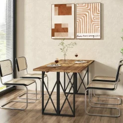 Tangkula 67 Inch Outdoor Dining Table, Acacia Wood Patio Table with 2 Inch Umbrella Hole