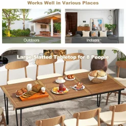 Tangkula 79 Inch Outdoor Dining Table, 8-Person Patio Table with 1.9 Inch Umbrella Hole