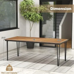 Tangkula 79 Inch Outdoor Dining Table, 8-Person Patio Table with 1.9 Inch Umbrella Hole