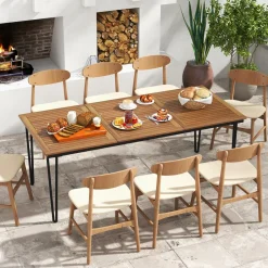 Tangkula 79 Inch Outdoor Dining Table, 8-Person Patio Table with 1.9 Inch Umbrella Hole