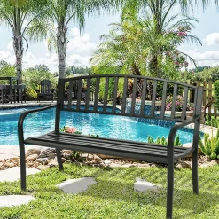 Tangkula 50 Inch Outdoor Steel Garden Bench Park Bench
