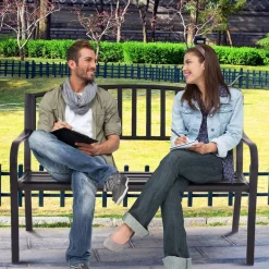 Tangkula 50 Inch Outdoor Steel Garden Bench Park Bench