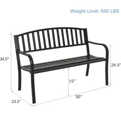 Tangkula 50 Inch Outdoor Steel Garden Bench Park Bench