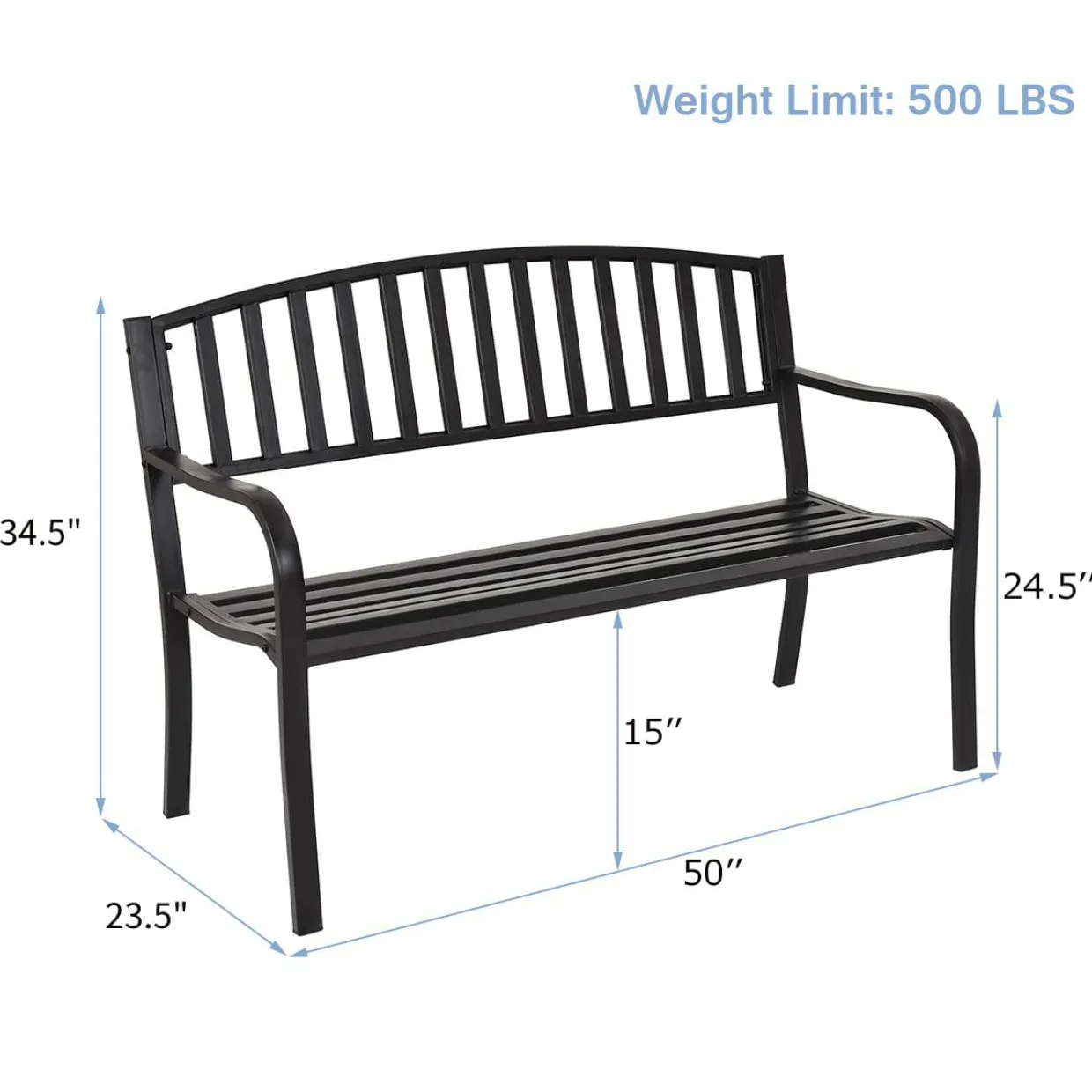 Tangkula 50 Inch Outdoor Steel Garden Bench Park Bench