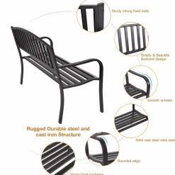 Tangkula 50 Inch Outdoor Steel Garden Bench Park Bench