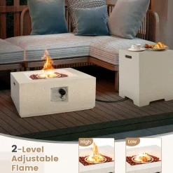 Tangkula 28 Inch Patio Propane Fire Pit Table with Hideaway Tank Holder