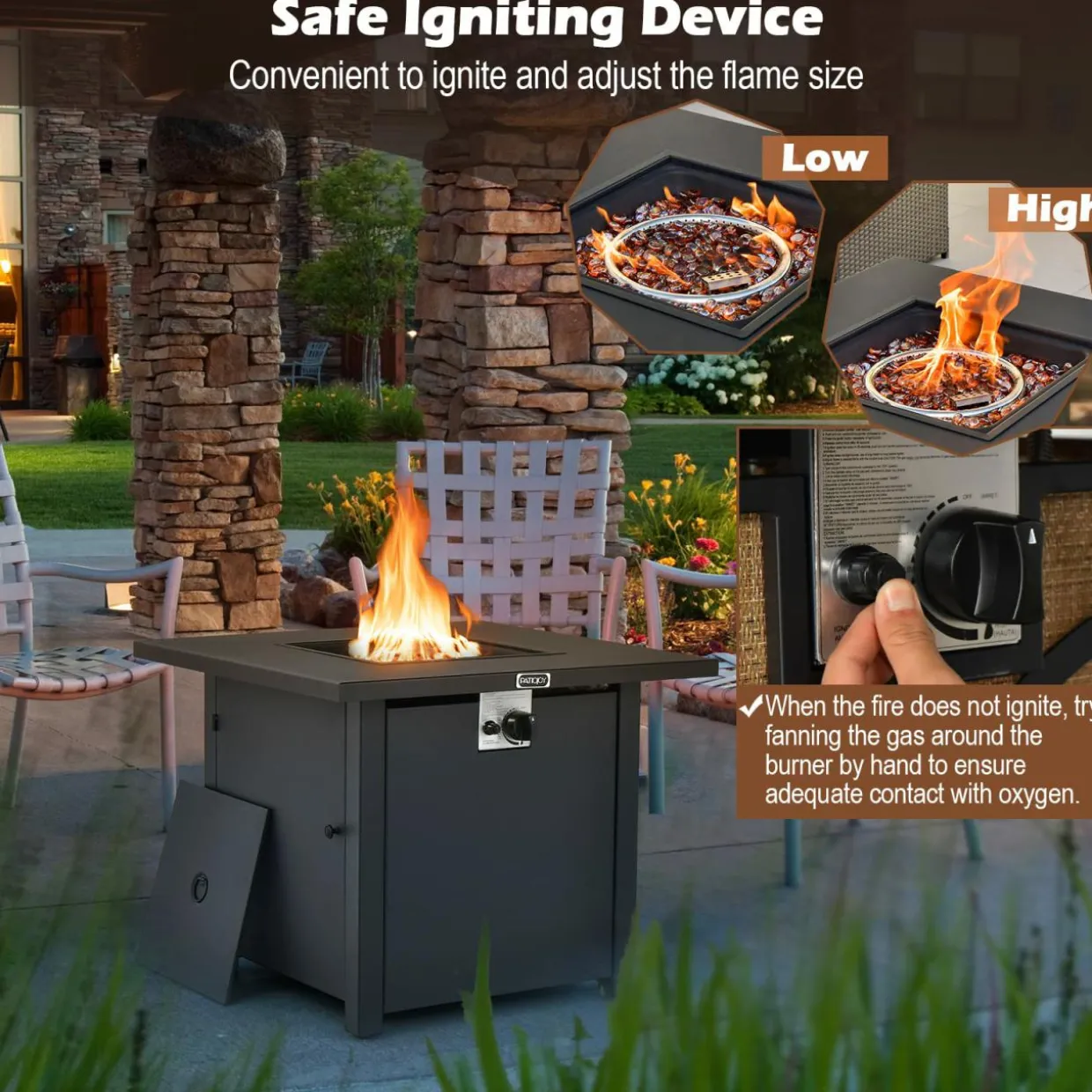 Tangkula 32 Inch Patio Propane Gas Fire Table, 50,000 BTU Square Fire Pit Table