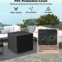 Tangkula 32 Inch Patio Propane Gas Fire Table, 50,000 BTU Square Fire Pit Table
