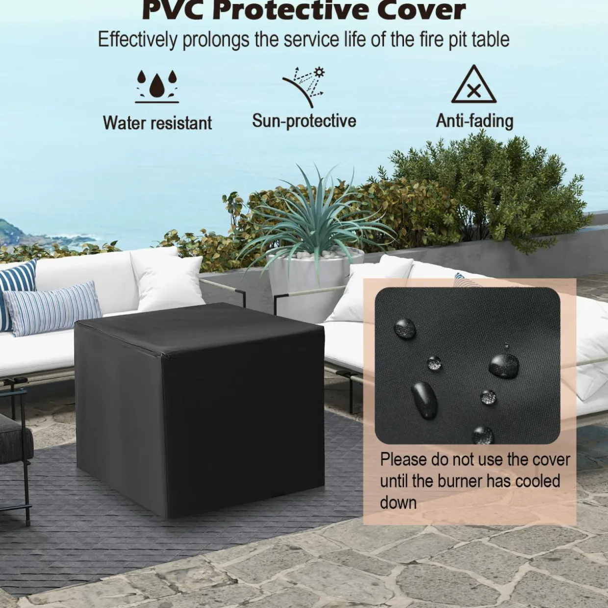 Tangkula 32 Inch Patio Propane Gas Fire Table, 50,000 BTU Square Fire Pit Table