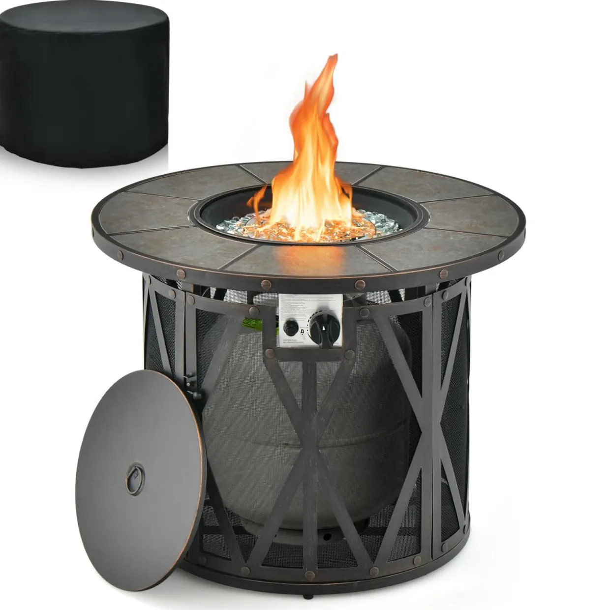 Tangkula 32 Inch Patio Round Fire Pit Table