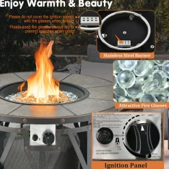 Tangkula 32 Inch Patio Round Fire Pit Table