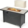 Tangkula 42 Inch Propane Fire Pit Table, Patiojoy 60,000 BTU Outdoor Rectangle Gas Fire Table with Ceramic Tabletop