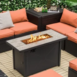 Tangkula 42 Inch Propane Fire Pit Table, Patiojoy 60,000 BTU Outdoor Rectangle Gas Fire Table with Ceramic Tabletop