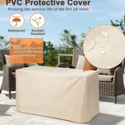 Tangkula 42 Inch Propane Fire Pit Table, Patiojoy 60,000 BTU Outdoor Rectangle Gas Fire Table with Ceramic Tabletop