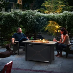 Tangkula 42 Inch Propane Fire Pit Table, Patiojoy 60,000 BTU Outdoor Rectangle Gas Fire Table with Ceramic Tabletop