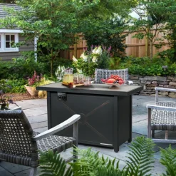 Tangkula 42 Inch Propane Fire Pit Table, Patiojoy 60,000 BTU Outdoor Rectangle Gas Fire Table with Ceramic Tabletop