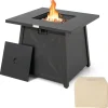 Tangkula 30 Inch Propane Gas Fire Table, Patiojoy 50,000 BTU Outdoor Square Fire Pit Table with Stainless Steel Burner
