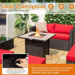 Tangkula 30 Inch Propane Gas Fire Pit Table, Patiojoy 50,000 BTU Square Fire Table