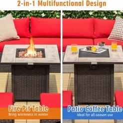 Tangkula 30 Inch Propane Gas Fire Pit Table, Patiojoy 50,000 BTU Square Fire Table