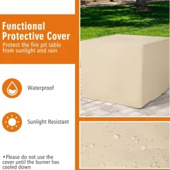 Tangkula 30 Inch Propane Gas Fire Table, Patiojoy 50,000 BTU Outdoor Square Fire Pit Table with Stainless Steel Burner