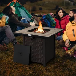 Tangkula 30 Inch Propane Gas Fire Pit Table, Patiojoy 50,000 BTU Square Fire Table