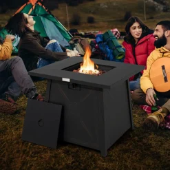 Tangkula 30 Inch Propane Gas Fire Table, Patiojoy 50,000 BTU Outdoor Square Fire Pit Table with Stainless Steel Burner