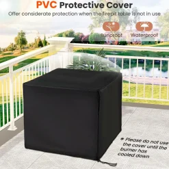Tangkula 29 Inch Rattan Propane Fire pit Table, Patiojoy 50,000 BTU Outdoor Square Fire Pit with Lava Rocks & Protective Cover