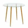 Tangkula 35.5 Inch Round Glass Dining Table, Modern Leisure Table with Tempered Glass Tabletop & Metal Legs