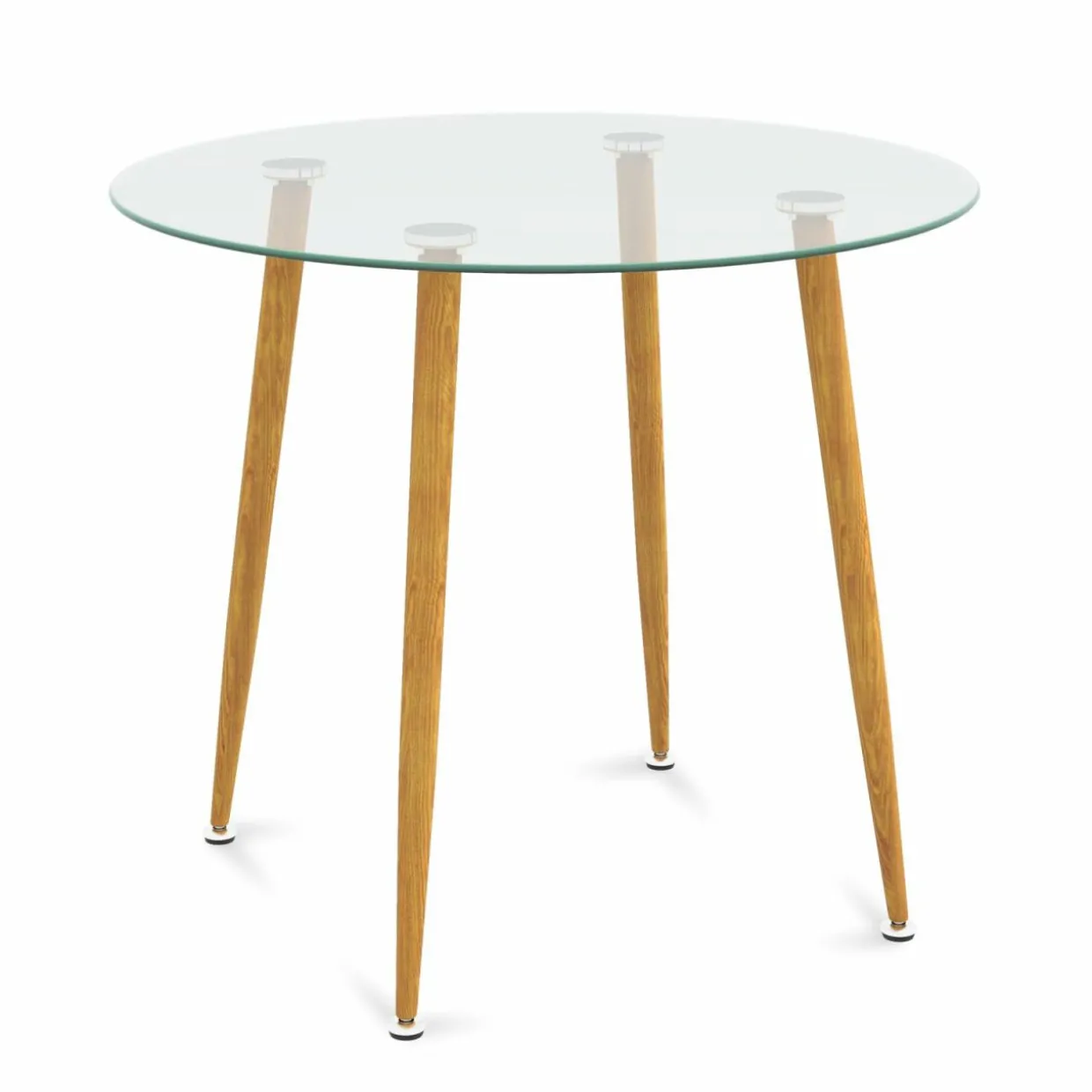 Tangkula 35.5 Inch Round Glass Dining Table, Modern Leisure Table with Tempered Glass Tabletop & Metal Legs