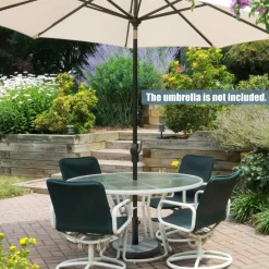 Tangkula 19 Inch Round Umbrella Base, 35 lbs Heavy Duty Outdoor Patio Umbrella Stand with HDPE Base & Metal Pole & 3 Adapters