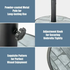 Tangkula 19 Inch Round Umbrella Base, 35 lbs Heavy Duty Outdoor Patio Umbrella Stand with HDPE Base & Metal Pole & 3 Adapters
