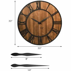 Tangkula 30 Inch Round Wall Clock, Farmhouse Large Wall Clock with Roman Numerals