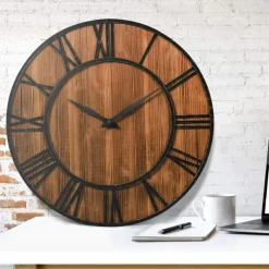 Tangkula 30 Inch Round Wall Clock, Farmhouse Large Wall Clock with Roman Numerals
