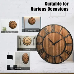 Tangkula 30 Inch Round Wall Clock, Farmhouse Large Wall Clock with Roman Numerals