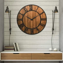 Tangkula 30 Inch Round Wall Clock, Farmhouse Large Wall Clock with Roman Numerals
