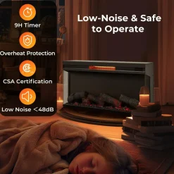 Tangkula 36 Inch 3-Sided Electric Fireplace, 1500W Recessed Fireplace Insert w/ 7-Color Flame