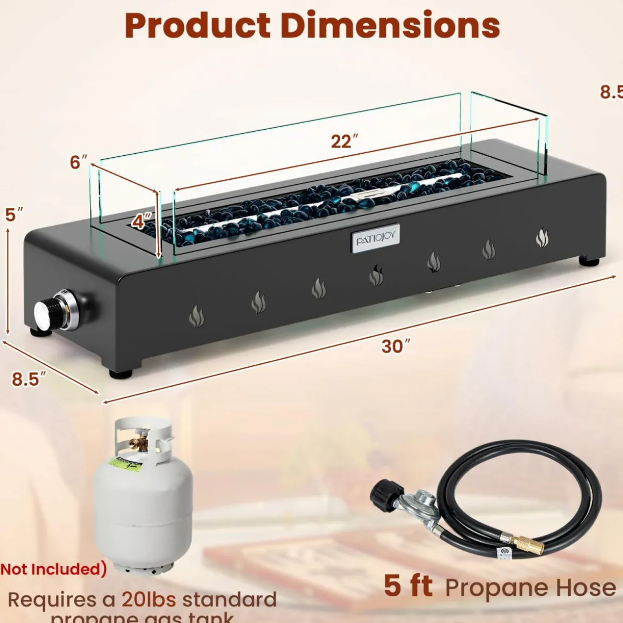 Tangkula 30 Inch Tabletop Propane Fire Pit
