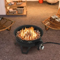 Tangkula 17 Inch Tabletop Propane Fire Pit, 58,000 BTU Gas Firepit with Folding Legs & Removable Grill