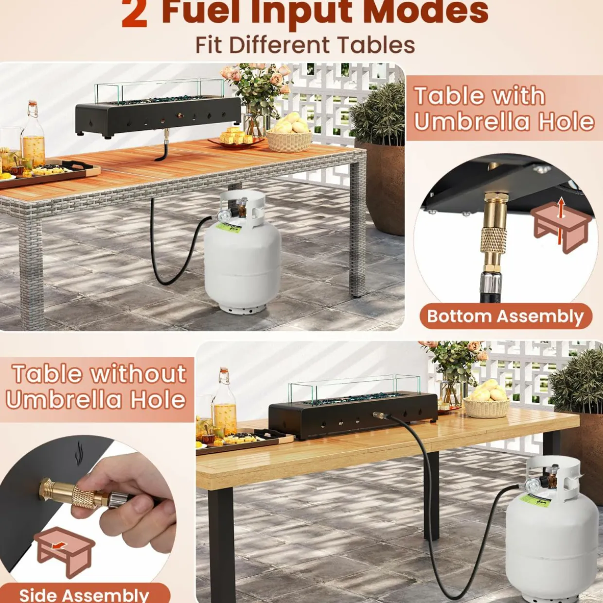Tangkula 30 Inch Tabletop Propane Fire Pit
